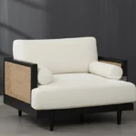 MODERN SOLID SHEESHAM WOODEN 1 ONE SEATER SOFA WITH RATTAN CANE
