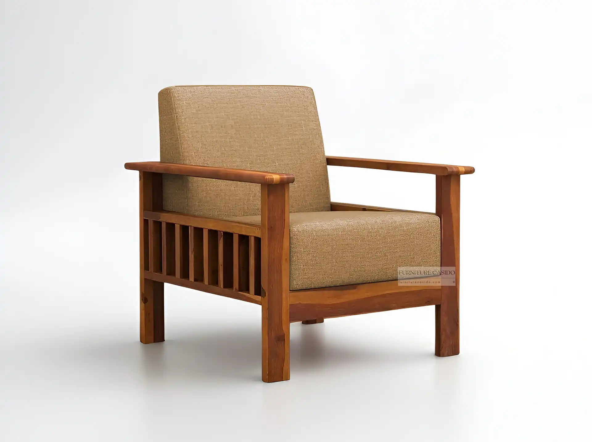 solid sheesham wooden single seater sofa designs