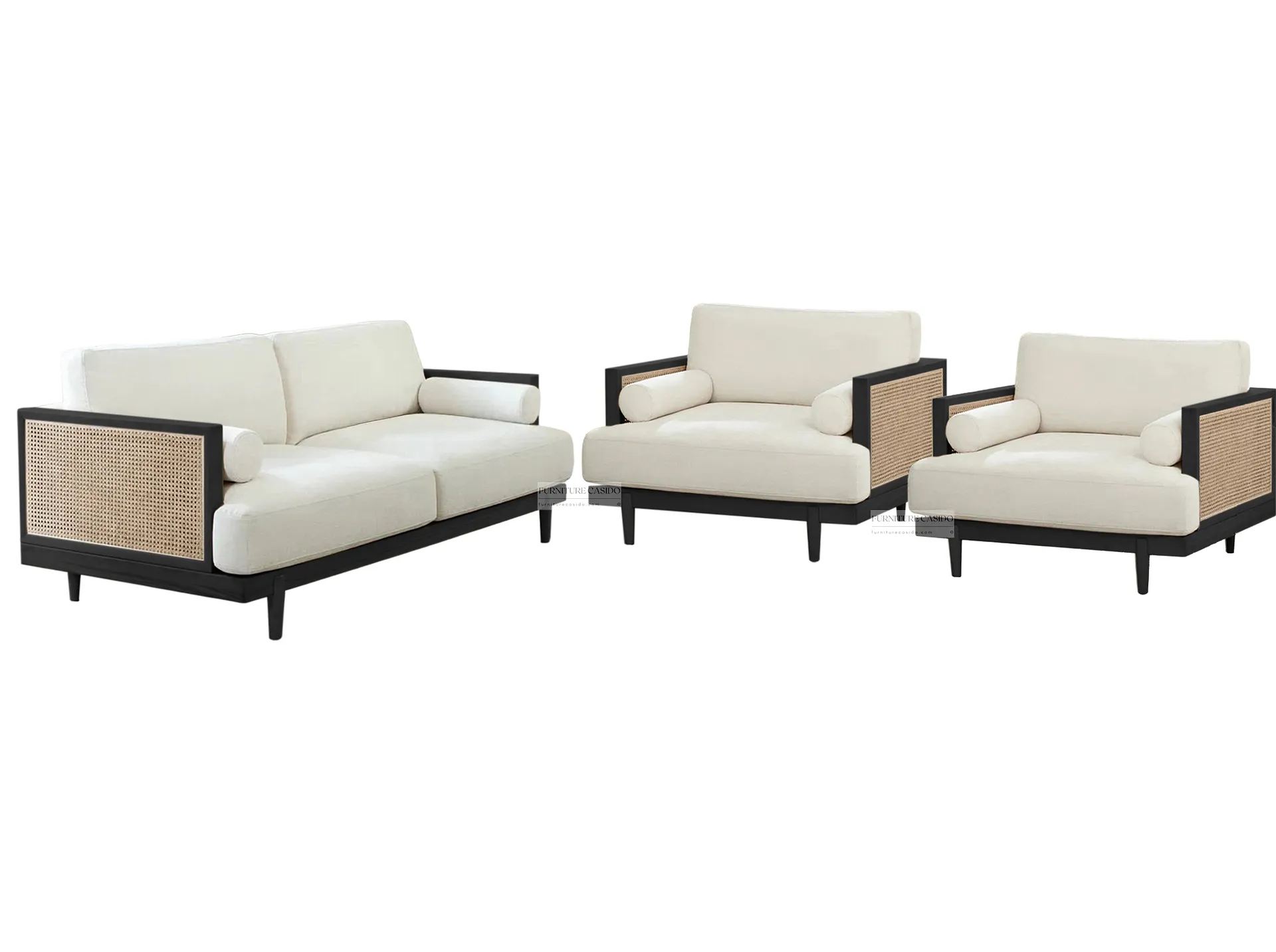 solid sheesham wooden sofa set design with rattan cane