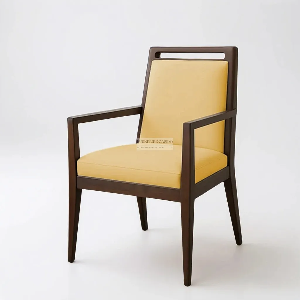 solid wood upholstered chair design with armrest