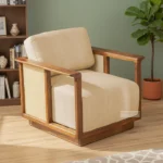 CLASSIC SOLID WOODEN SINGLE SEATER SOFA WITH RATTAN CANE