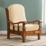 TRADITIONAL 1 SINGLE SEATER WOODEN SOFA - SOLID SHEESHAM WOOD