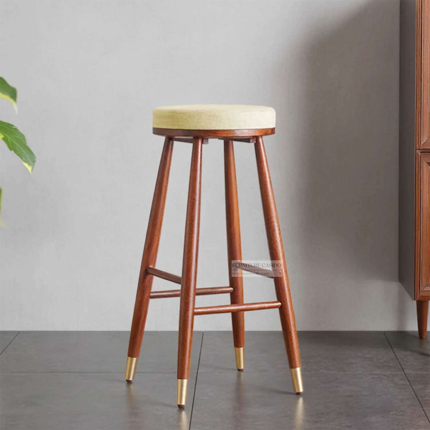 mid century solid wooden bar stools