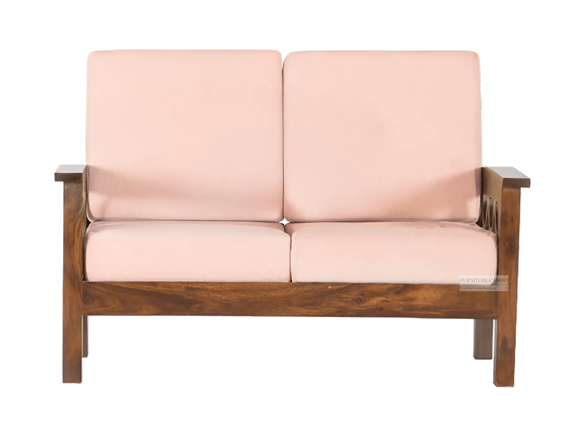 solid 2 two seater wooden sofa - sheesham wood