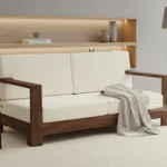 AVENTO SOLID WOODEN DOUBLE SEATER SOFA WITH CUSHION - 2