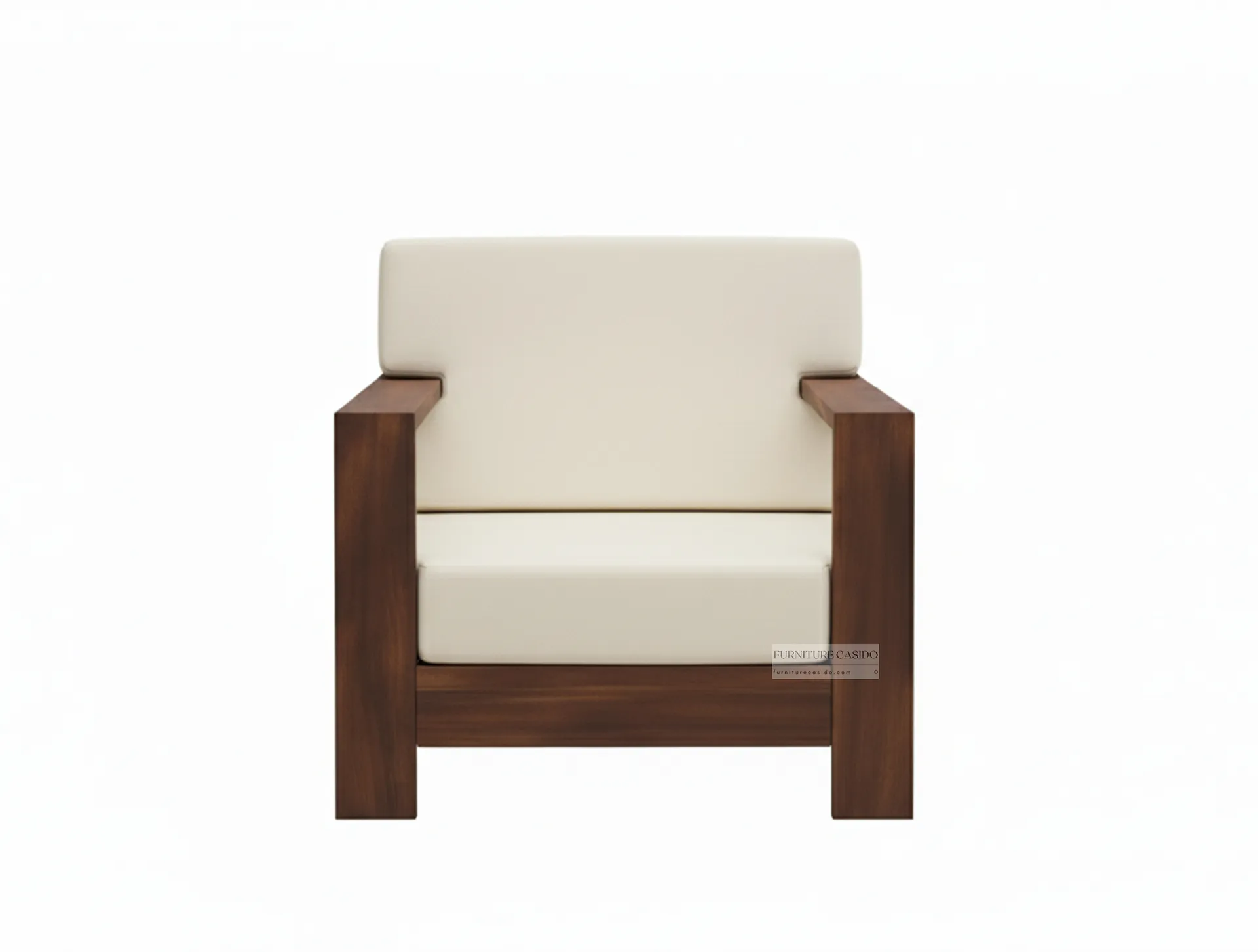 solid wooden single seater sofa with cushion