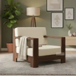 AVENTO SOLID WOODEN SINGLE SEATER SOFA WITH CUSHION - 1