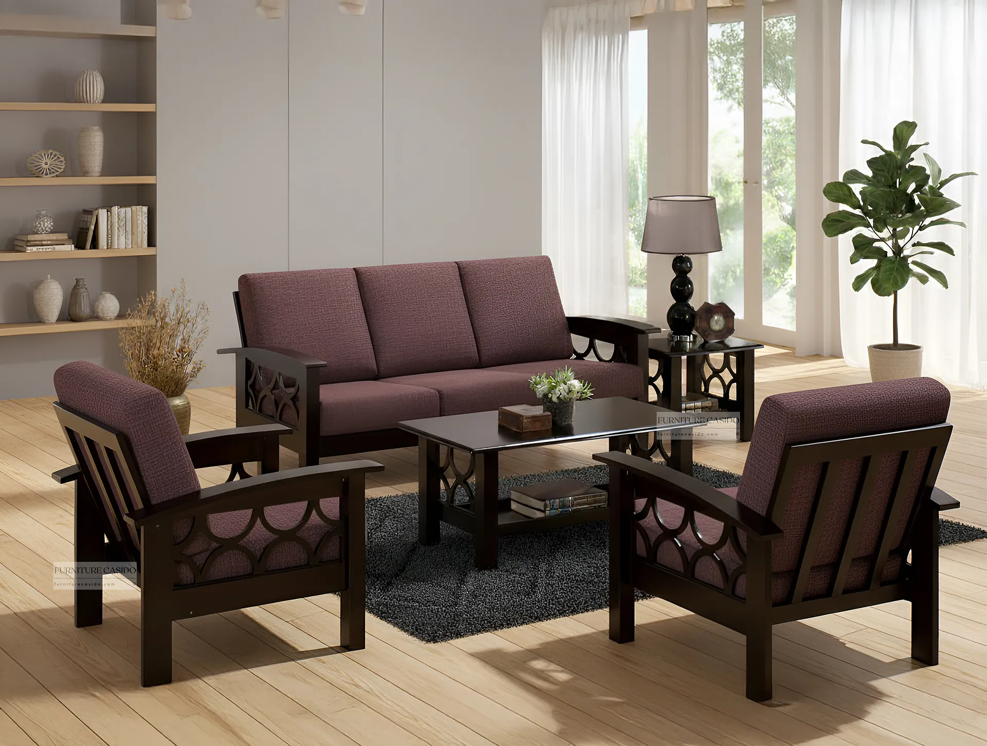 solid wooden sofa set 3 1 1 - sheesham wood