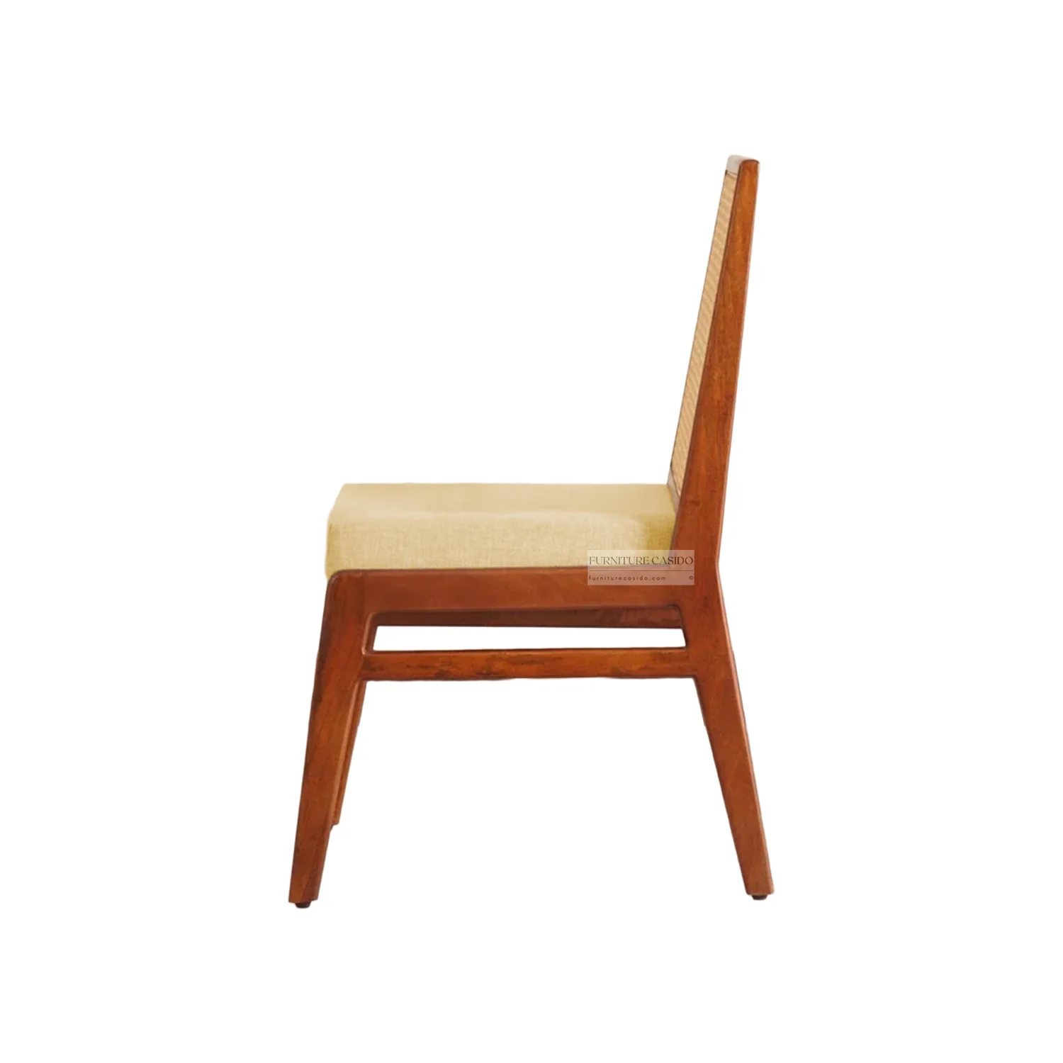 wooden 4 seater dining set with cushion chairs & rattan cane work