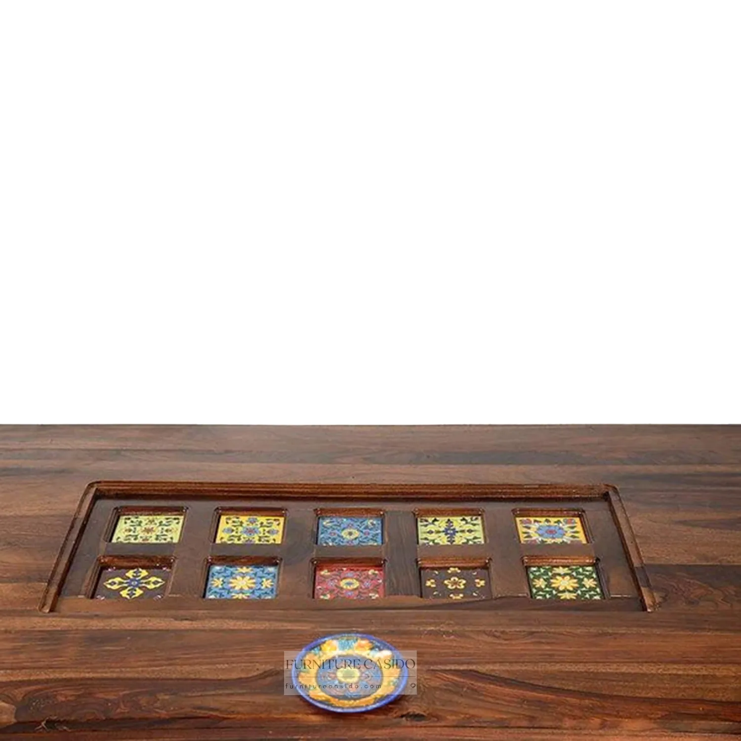 mosaic sheesham wood dining table set 6 seater