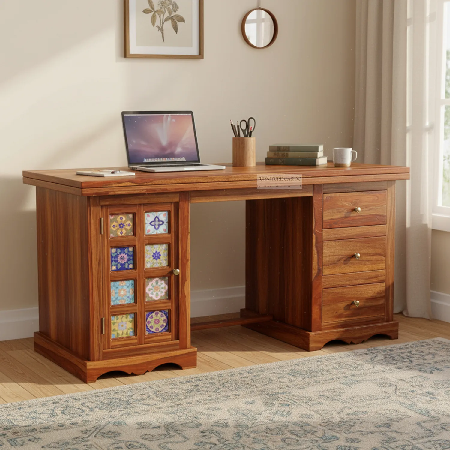 solid sheesham wood study table - writing office table