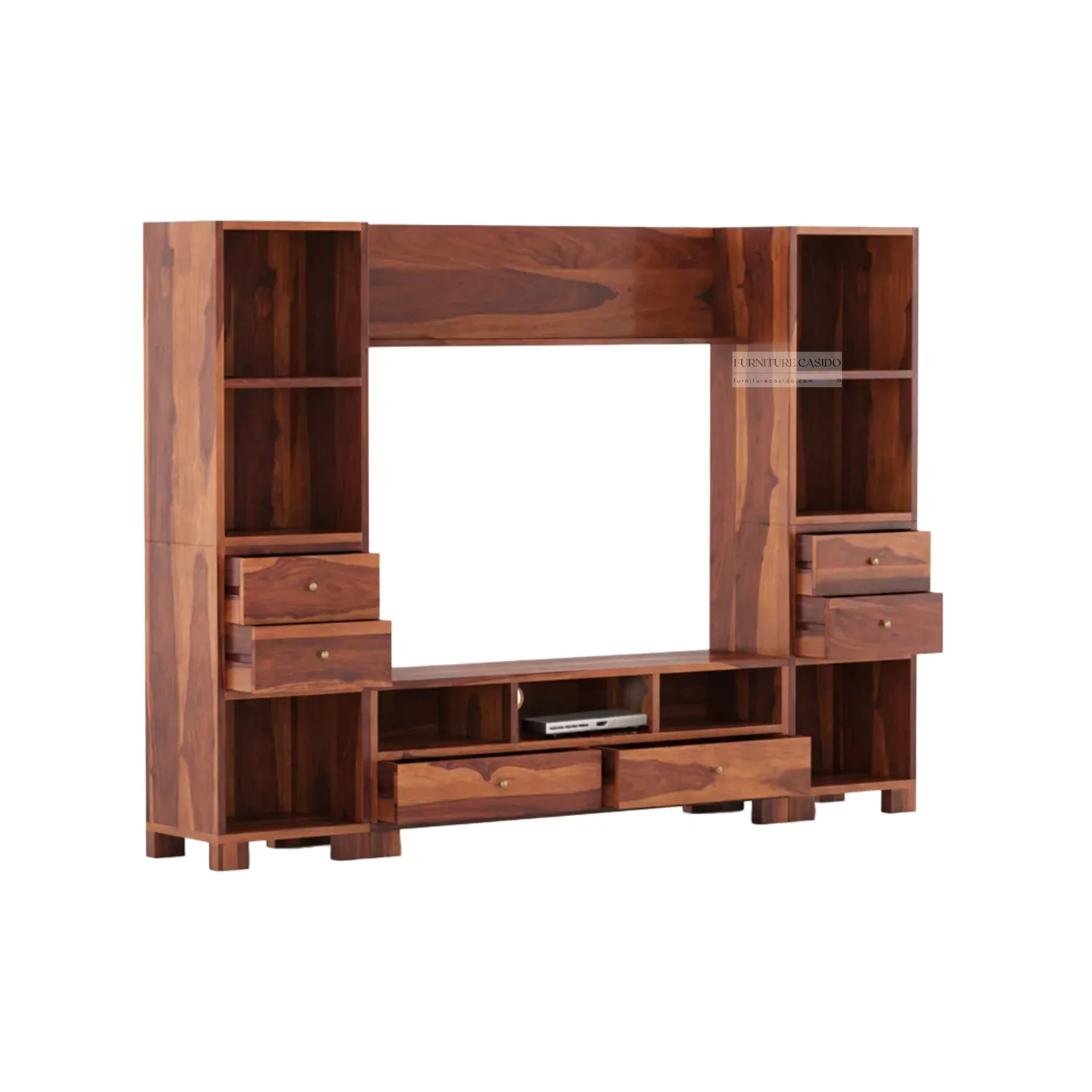 solid wooden entertainment unit with tv cabinet & 2 standing stands ( set of 3 )