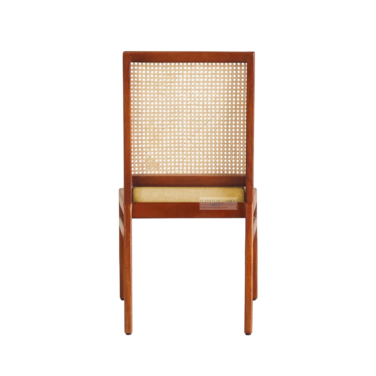wooden modern dining chair design with cushion and rattan cane work